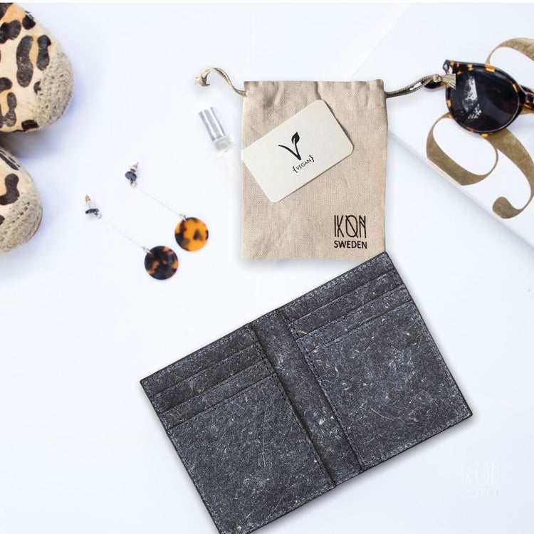 Coconut Leather BiFold Card Wallet - Dark Indigo - EcoArtisans