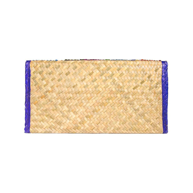 Eco-friendly Clutch Bag with Sequin Stripes, Purple Trim - EcoArtisans