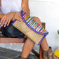 Eco-friendly Clutch Bag with Sequin Stripes, Purple Trim - EcoArtisans