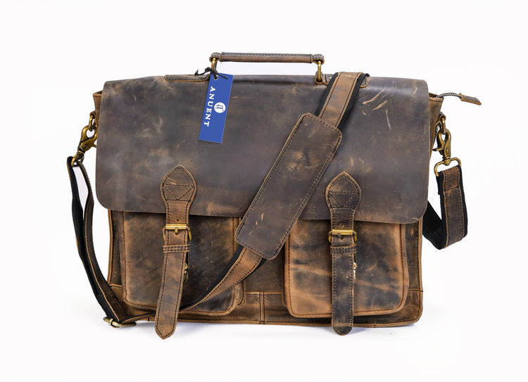 Handmade Vintage Leather Messenger Bag With 2 Pocket. - EcoArtisans