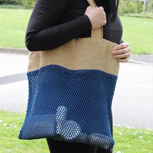 Pure Soft Jute and Cotton Tote Bag - Denim - EcoArtisans