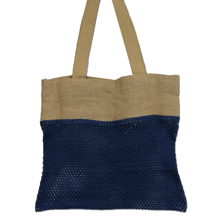 Pure Soft Jute and Cotton Tote Bag - Denim - EcoArtisans